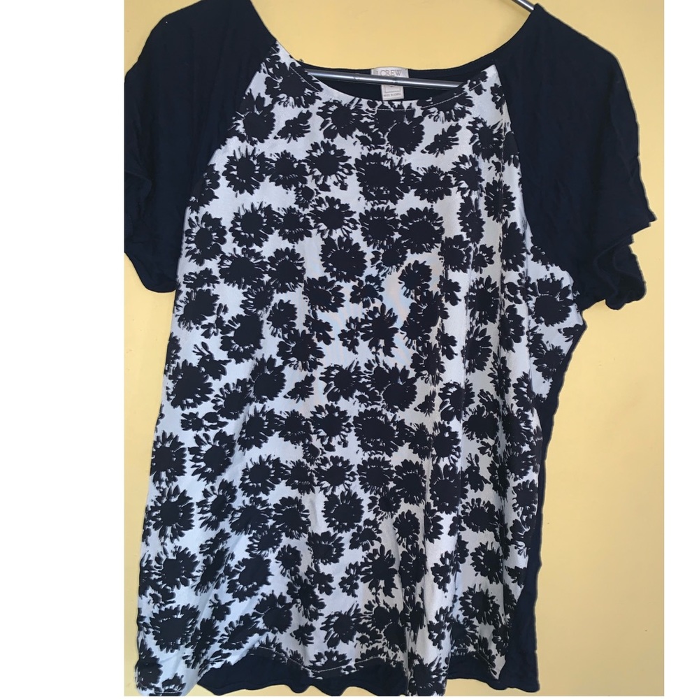 Navy and white floral J Crew Top size L